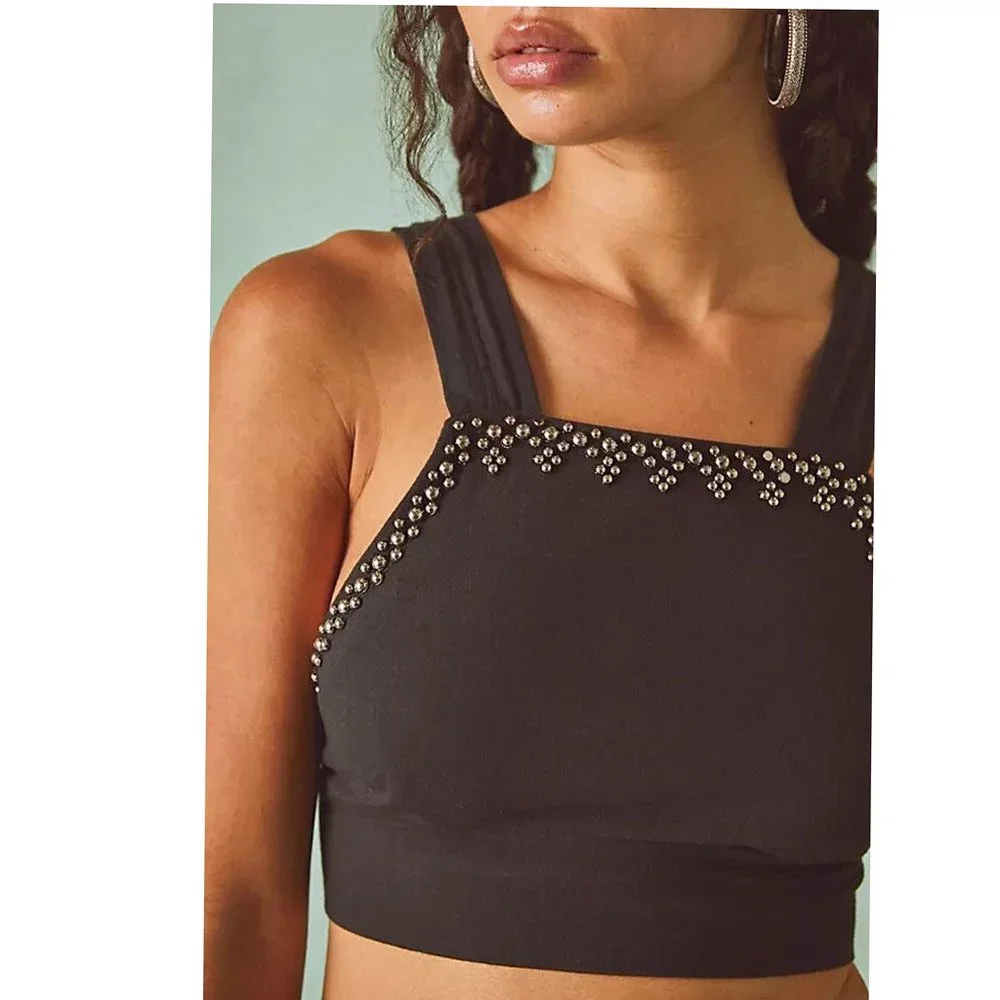 Free People Intimately Outlines Studded Brami Cropped Top Embellished M 263798